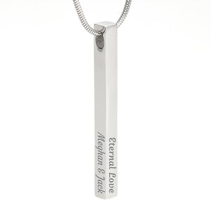 Personalized 4 Side Engraved Stick Necklace