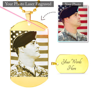 Photo Etched Dog Tag - Military Ball Chain